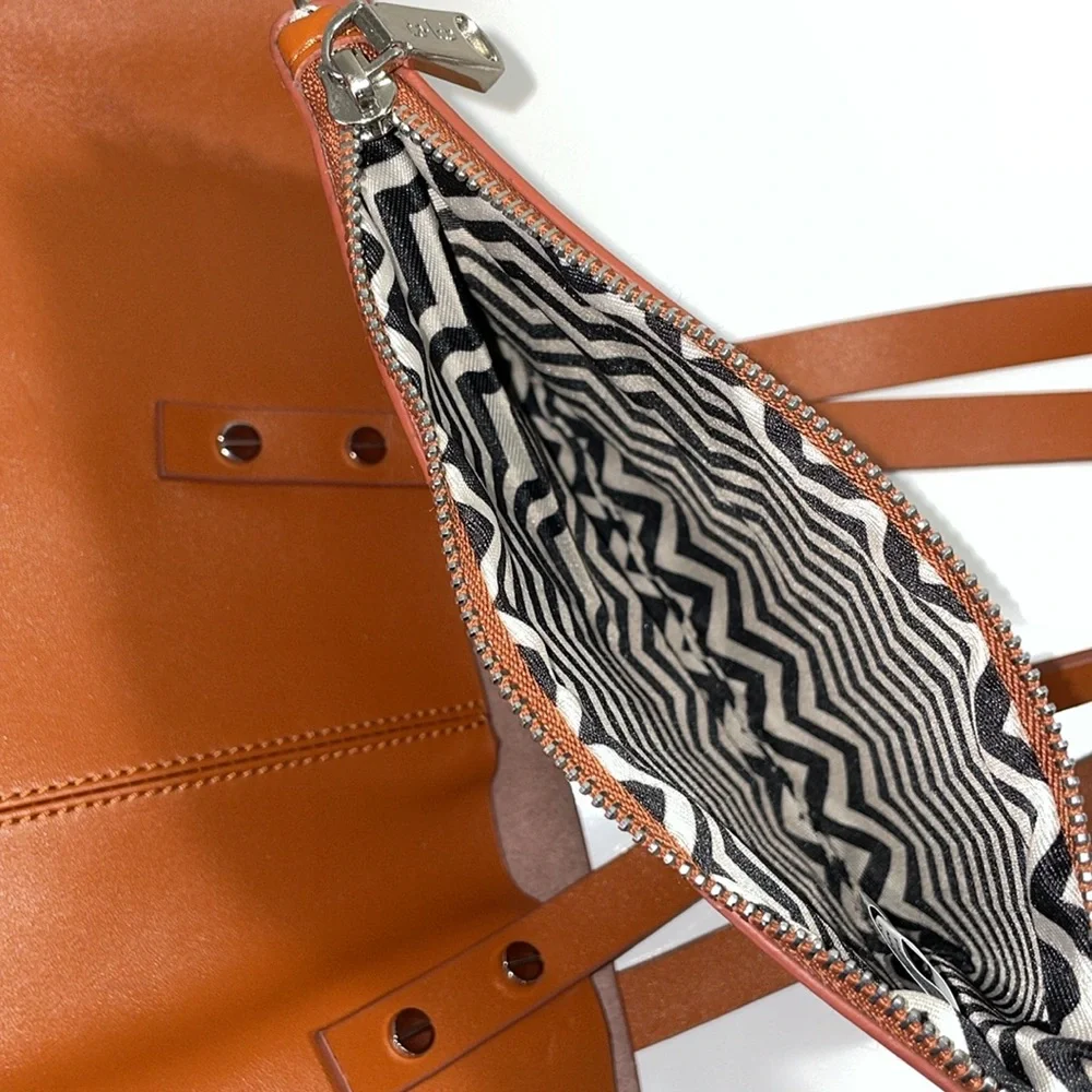 Co-Lab large tan leather‎ tote with attached wristlet. Excellent condition